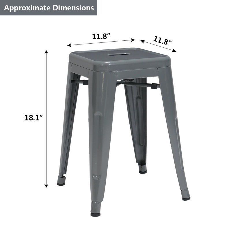 Shively Iron Counter Stool with Iron Frame, Dark Gray
