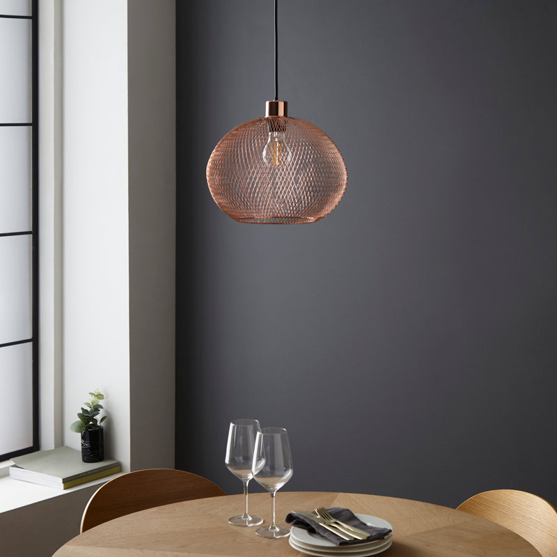 1 - Light Pendant, Polished Copper Plate