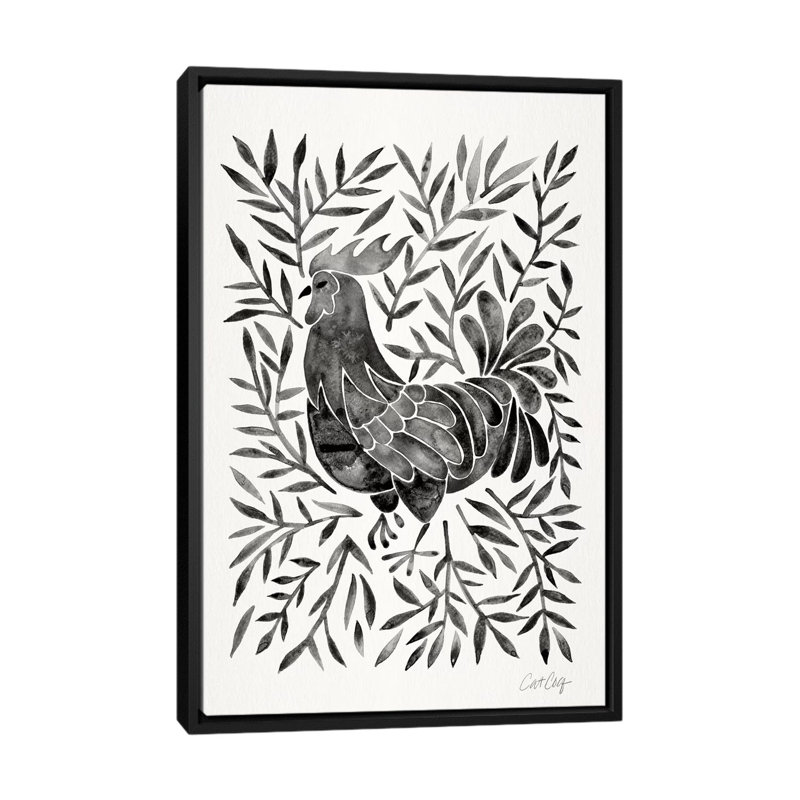 Strickler Black Rooster, Toile avec cadre noir, Pas de tapis, H 60 po x l 40 po x P 1,5 po