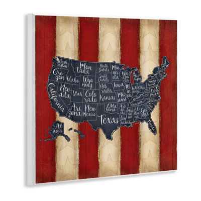 United States Map Graphic Art Print Wall Décor