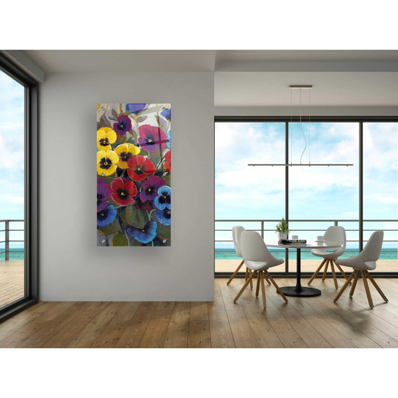 «Pansy Panel II» par Tim O'Toole, art mural en verre acrylique, H 48 po x l 24 po