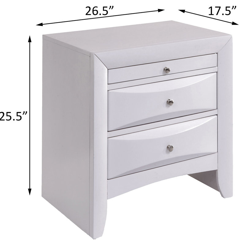 Table de chevet de chambre à coucher avec deux tiroirs bien conçus - Blanc 2 Créez un intérieur élégant, Blanc