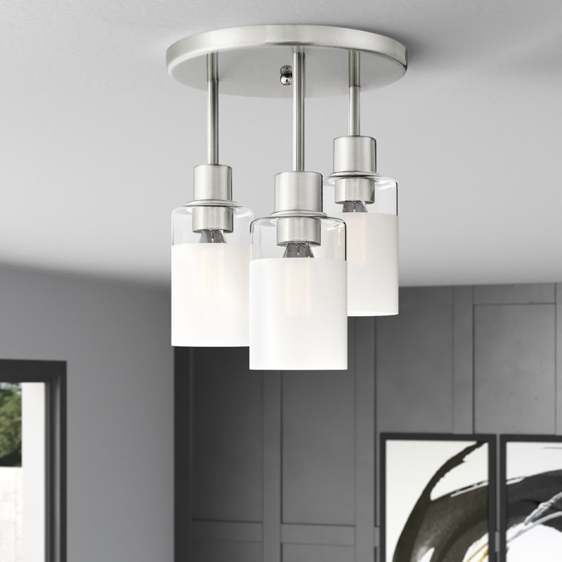 Archiebald Glass Semi Flush Mount, Brushed Nickel