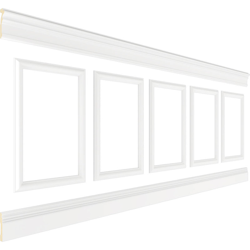 94 1/2"L (Adjustable 40"H to 44"H) Ashford Square Panel Traditional Wainscot Paneling Kit