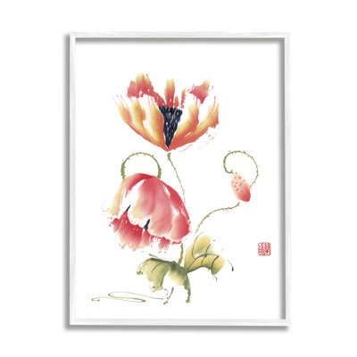 Illustration simple de pétales de fleurs oranges et roses par Nan Rae - Peinture