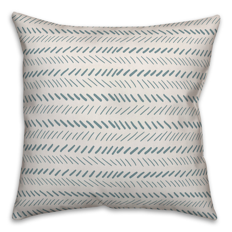 Coussin décoratif , 16 po x 16 po, Blanc / motif géométrique bleu 1