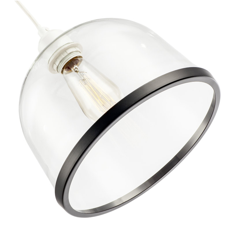 19 cm H Dome Glass Pendant Shade ( No Direct Attachment Method ), Black