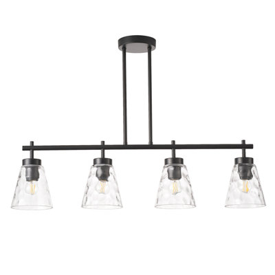 Luminaire suspendu industriel en verre 4 lumières à intensité variable en fer
