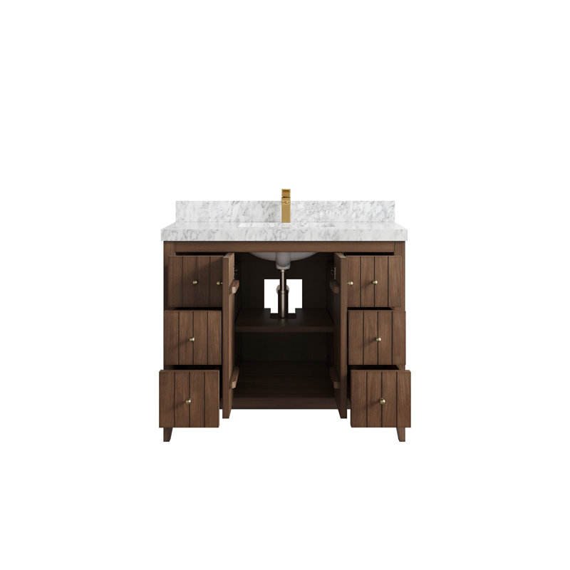 Meuble-lavabo simple 42 po avec plateau en marbre Atlanta