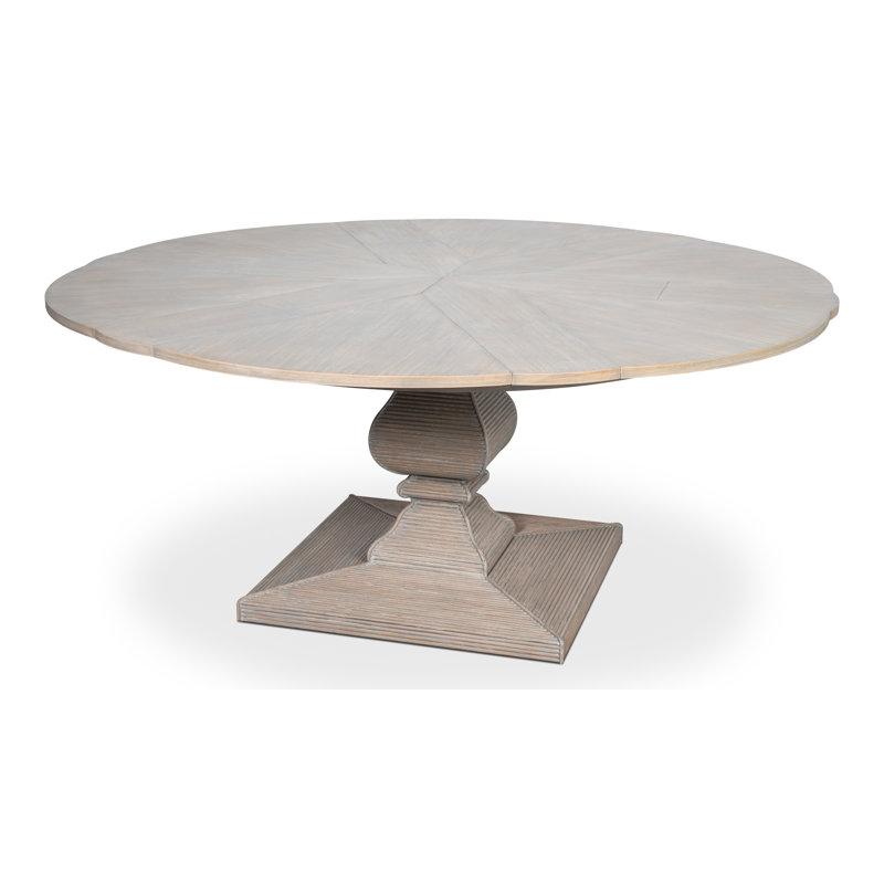Kelso Equestrian Round Oak Pedestal Dining Table, 30"H x 66"L x 66"W, Moonskin