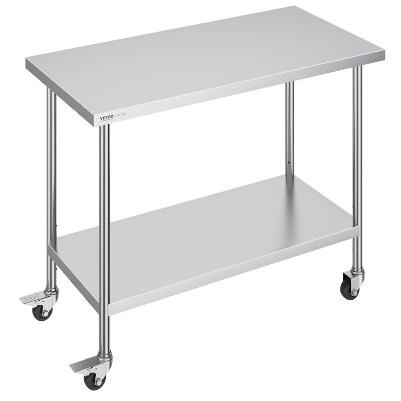 Table de travail portative réglable en acier inoxydable H 38 po VEVOR, H 38 po x L 48 po x l 24 po