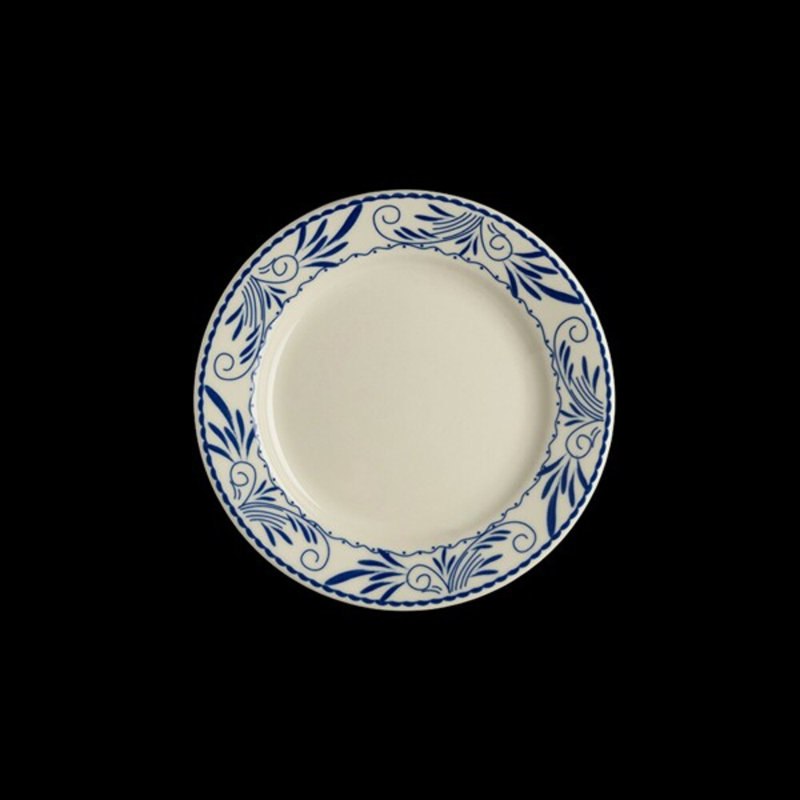 Assiette à bord roulé bleu mexicain
