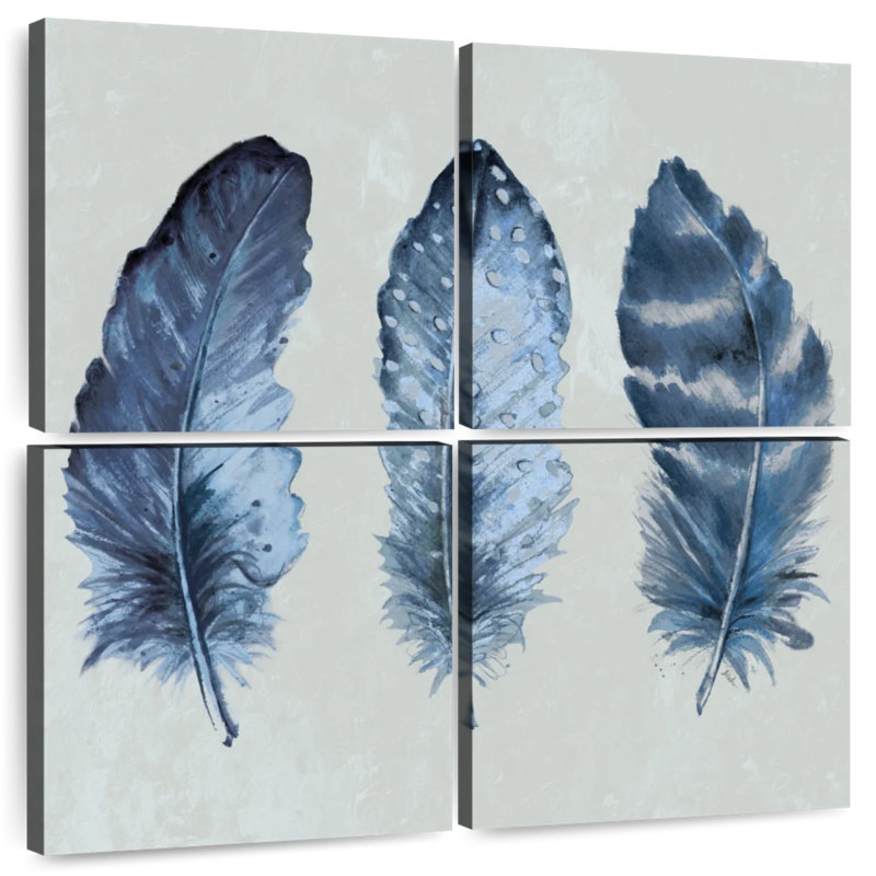 Kerner Indigo Blue Feathers I, 18" H x 18" W