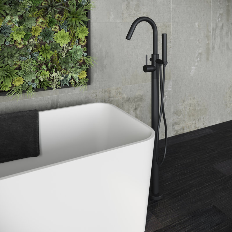 Single Handle Floor Mounted Freestanding Tub Filler Trim, Matte Black