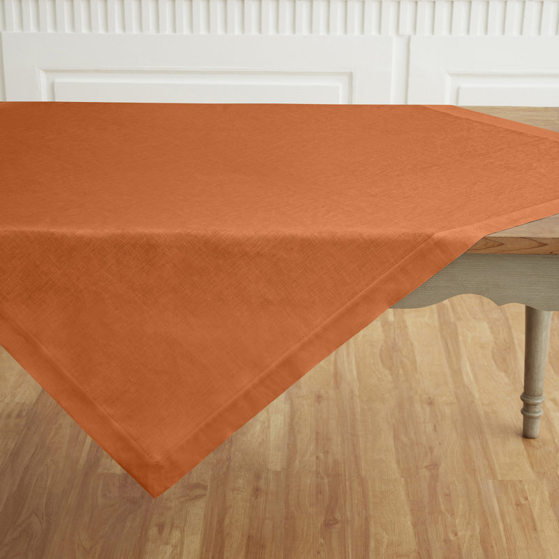 Fete - 100% Pure Linen Table Throw, Pumpkin, Solid Color