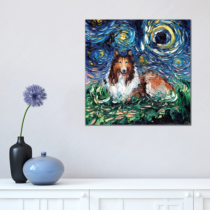 Collie Night by Aja Trier - Wrapped Canvas Print, 45.72 cm H x 45.72 cm W x 1.91 cm D