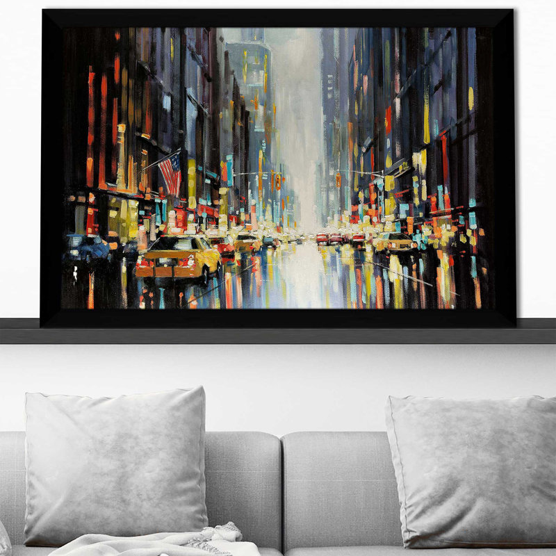 City Lights par - Peinture, Cadre noir, H 21,5 po x l 27,5 po x P 0,75 po