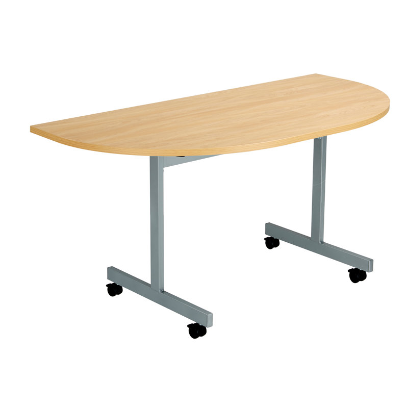 Bouton 140cm Half-circle Conference Table, H72 x L140 x W70cm, Oak