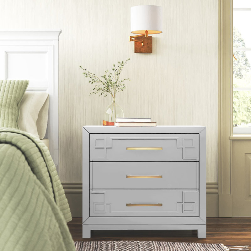 Élégante table de chevet 31,87 po de large Chamere, Gris