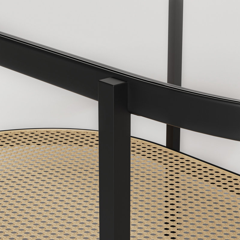 Glass Top Coffee Table with Woven Metal Shelf, Oval, 16.5" H x 35.2" L x 17.7" W