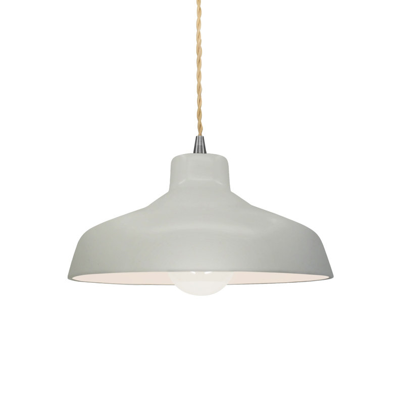 Luminaire suspendu en forme de dôme à 1 lumière Fallon, H 5,75 po x l 11,5 po x P 11,5 po, Blanc mat, Nickel brossé