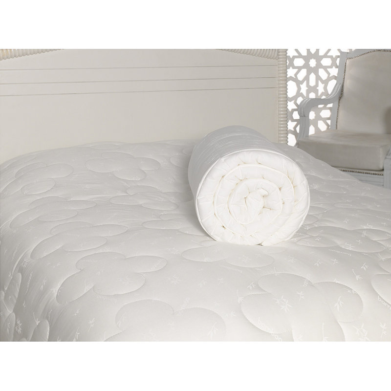 Luxueuse courtepointe double, 100% blanc, 76 x 85 | 70% coton / 30% bambou, 60% microgel / 40% rembourrage en bambou, 300 g / m² | Lavable à la machine à 30 ° C | Literie douce, respirante et écologique pour un confort douillet