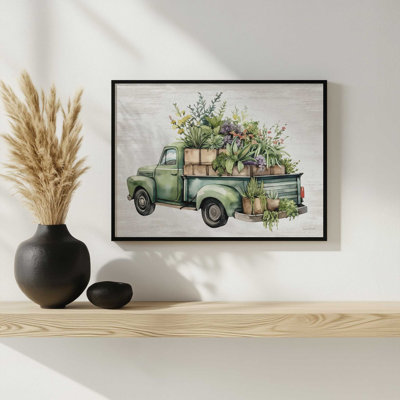 Vintage Flower Truck IV by lettered & lined Art Print