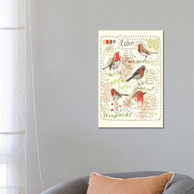 Birds In Your Garden - Robin by Michelle Campbell - Wrapped Canvas Painting