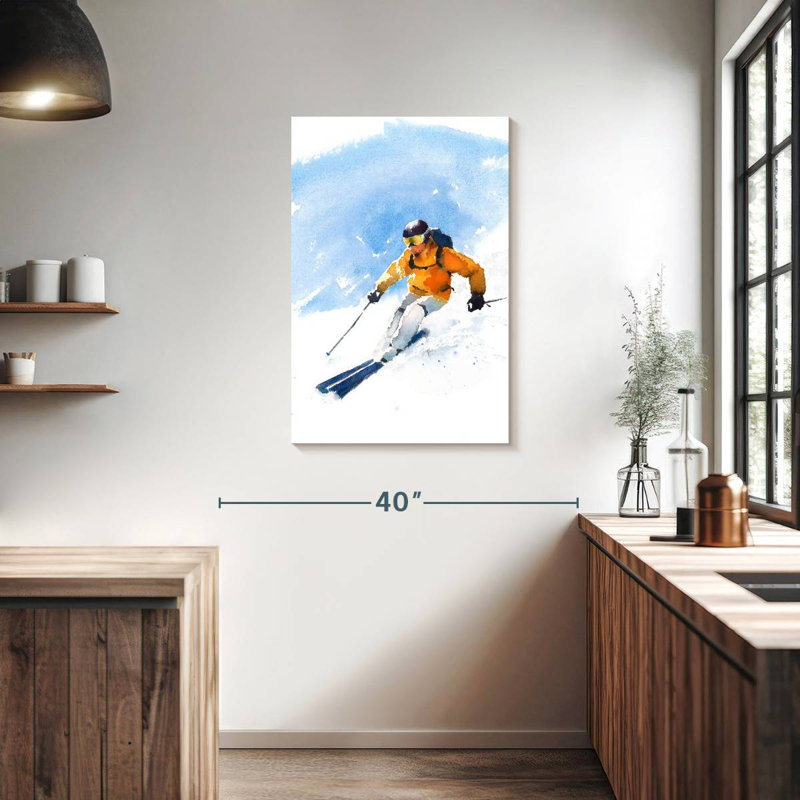 Sirci, skieur en action, H 36 po x l 24 po