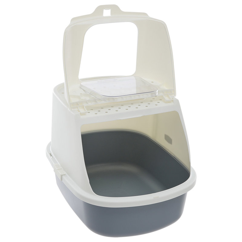 Fairview Plastic Enclosed Litter Box with Scoop, Grey