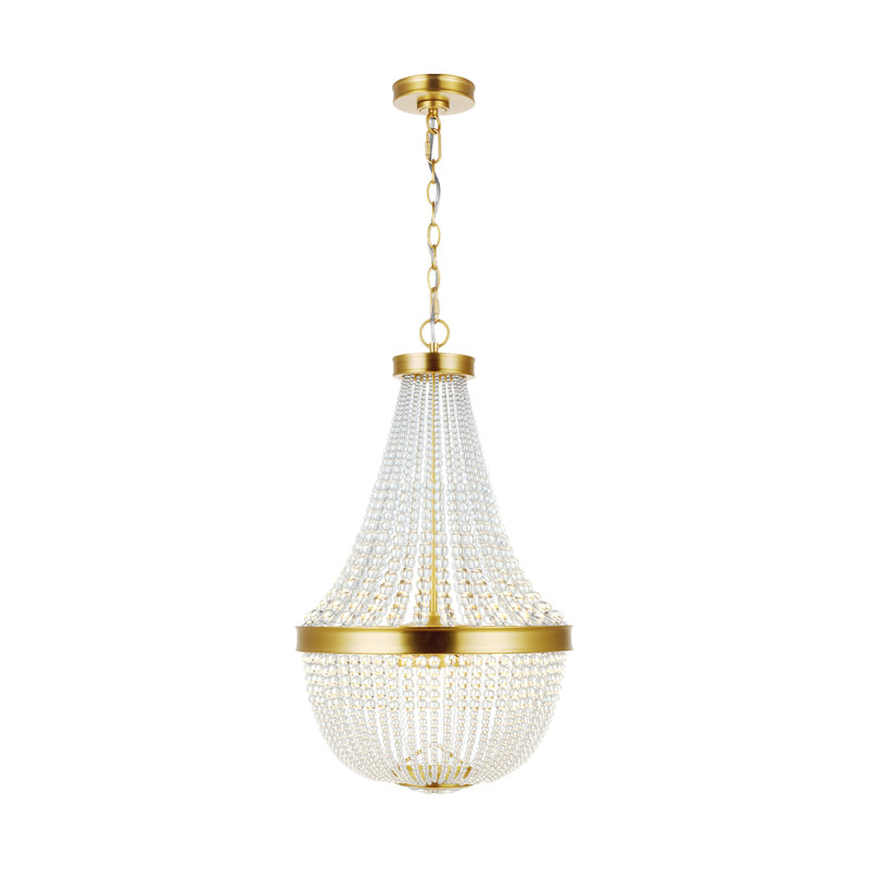 Burnished Brass and Crystal 6-Light Chandelier