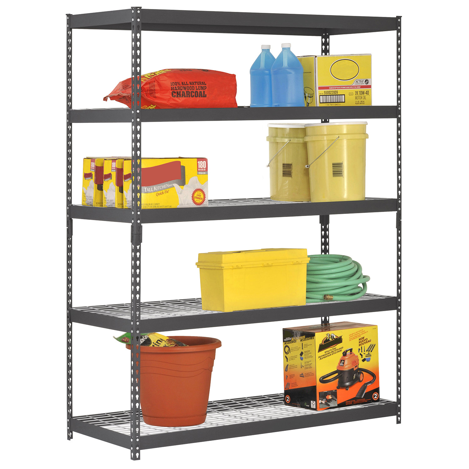 5-Shelf Adjustable, Heavy Duty Storage Shelving Unit