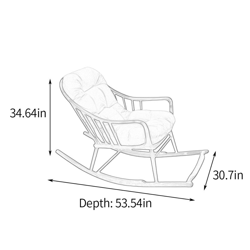 Spacious Rocking Chair with Solid Wood Frame