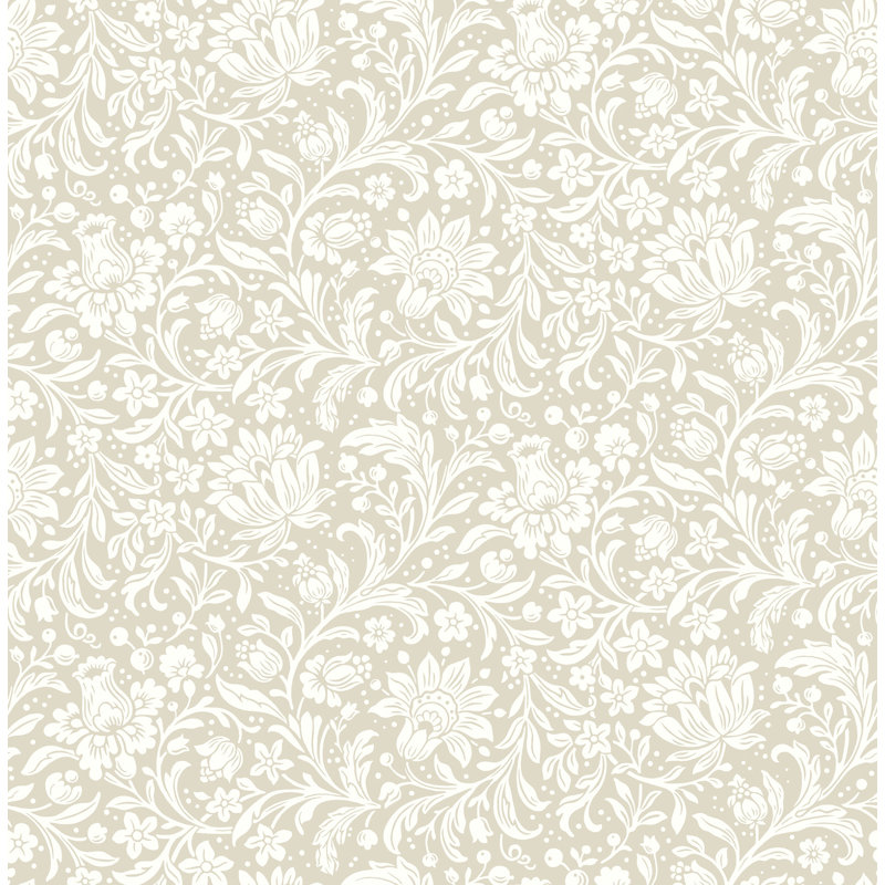 Papier peint floral beige Hague, Beige