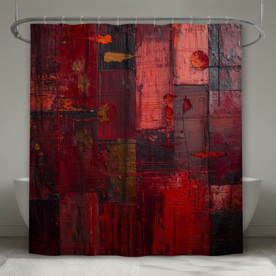 Rideaux de douche texturés rouges très longs