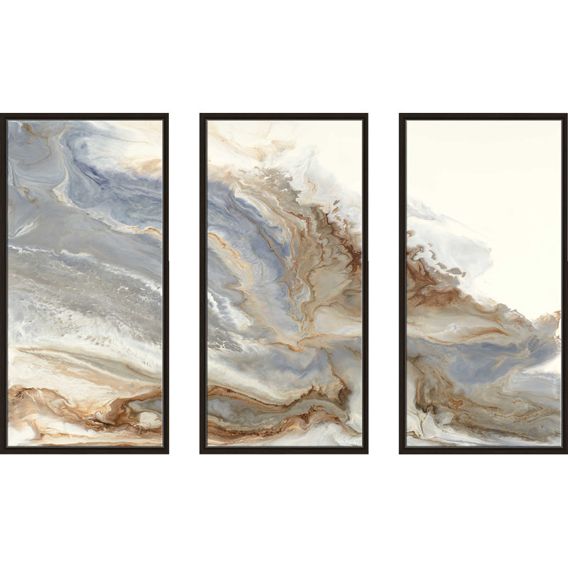 « Future », ensemble de 3 reproductions sur toiles encadrées, Encadrement brun, H 41,5 po x l 64,5 po x P 2 po