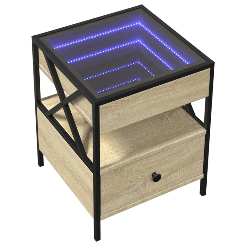 Daneli 40cm W Steel Bedside Table, Sonoma Oak