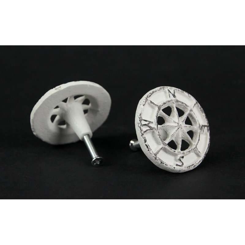 Set Of 12 Light Blue Cast Iron Compass Rose Drawer Pulls Cabinet Hardware Knobs, White