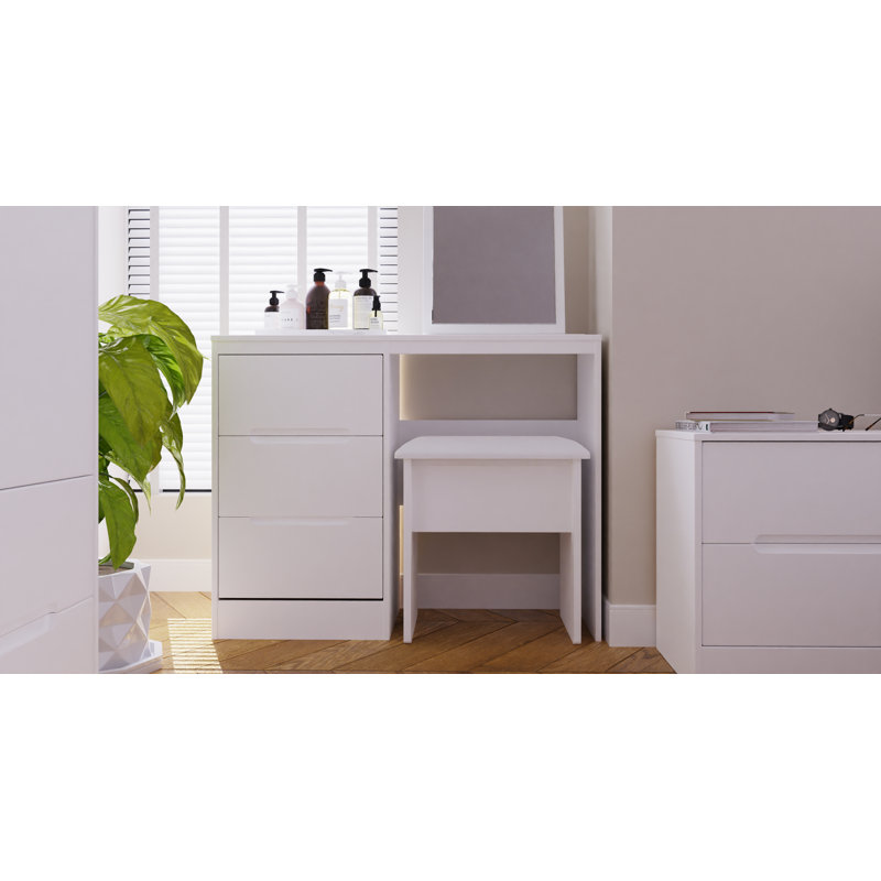 Fully Assembled Grety Dressing Table, White Matt/White Matt