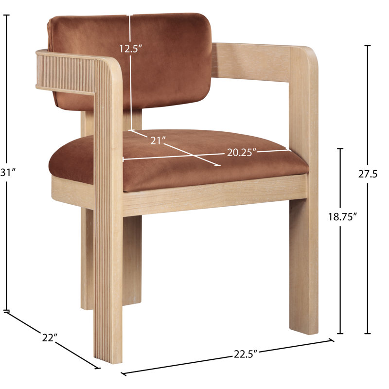 Chaise rembourrée Sacha Frink, Cognac velours, Naturel