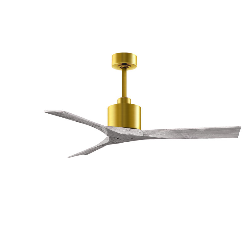 Nan Ceiling Fan In Textured Blades, Brushed Brass, Barn Wood Tone, 52"