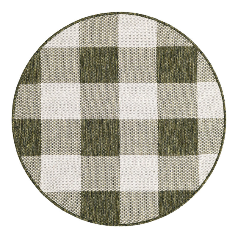 Tapis vert en polypropylène tissé à la machine Tereon, Rond 3 pi 3 po