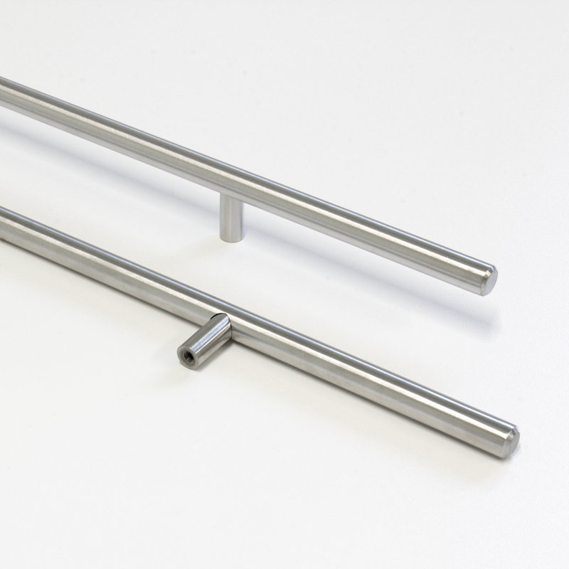 Poignée barre en T moderne, 15 1/8", Acier inoxydable brossé, 1