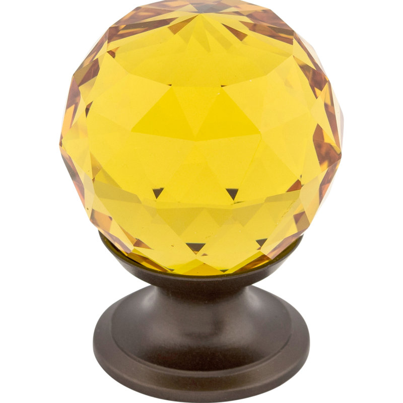Wine Crystal 1 1/8" Diameter Round Knob, Oiled Rubbed Bronze, Amber