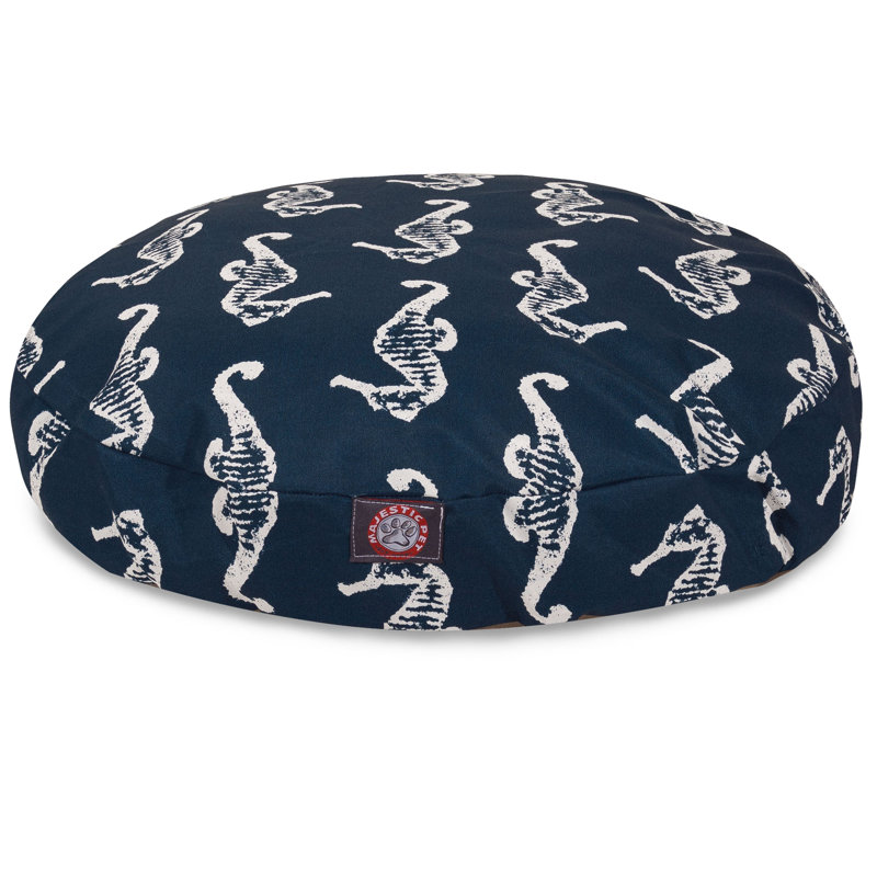 Coussin hippocampe / classique, Petit (l 30 po x P 30 po x H 4 po), Bleu marine