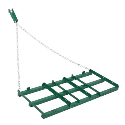 Remorque lourde 4 pi derrière la niveleuse - barres réglables et chaîne 72 po, allée et andaineur pour VTT / UTV / tracteur / tondeuse, outil de nivellement pour pelouse et cour, couleur verte