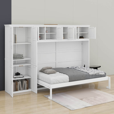 Grand lit escamotable avec armoires