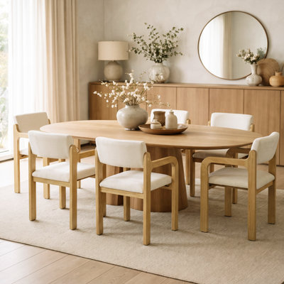 Leston Modern Upholstered Rubberwood Dining Armchair with Rounded Armrests and Padded Backrest for Dining Room