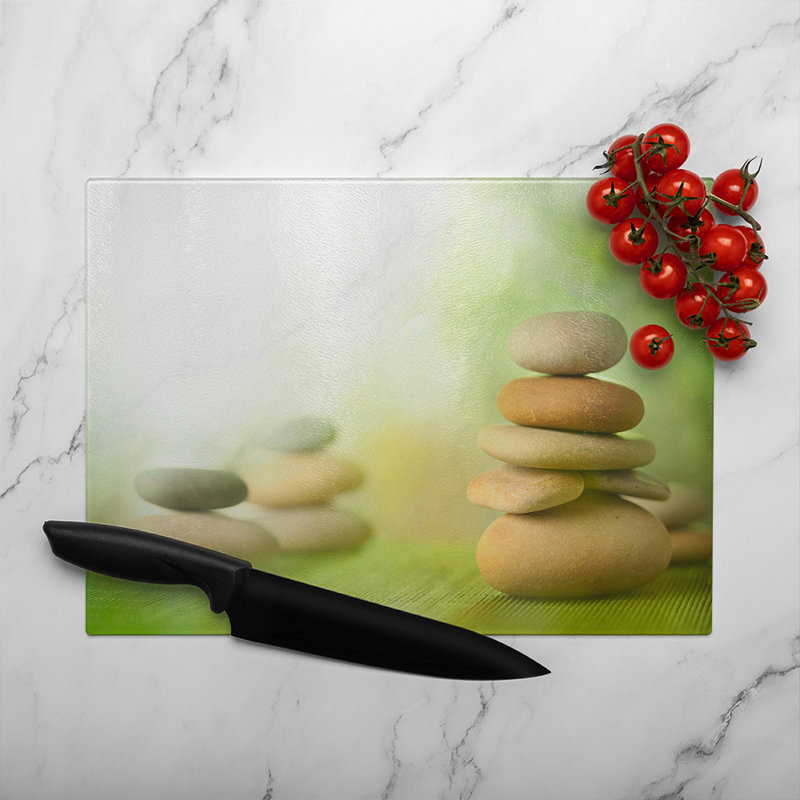 Rock Garden Designer Glass Chopping Board, 40cm L x 28cm W