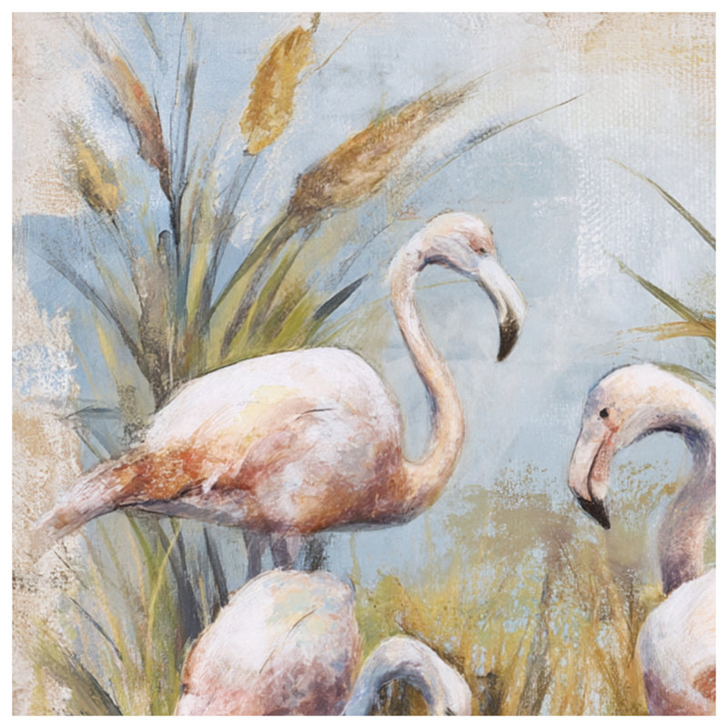Flamants roses dans des couvertures d'eau, L 60 po x H 80 po